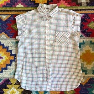 Vintage 1980s Casual Button Down Colorful Grid Pattern Shirt Women’s Size Small